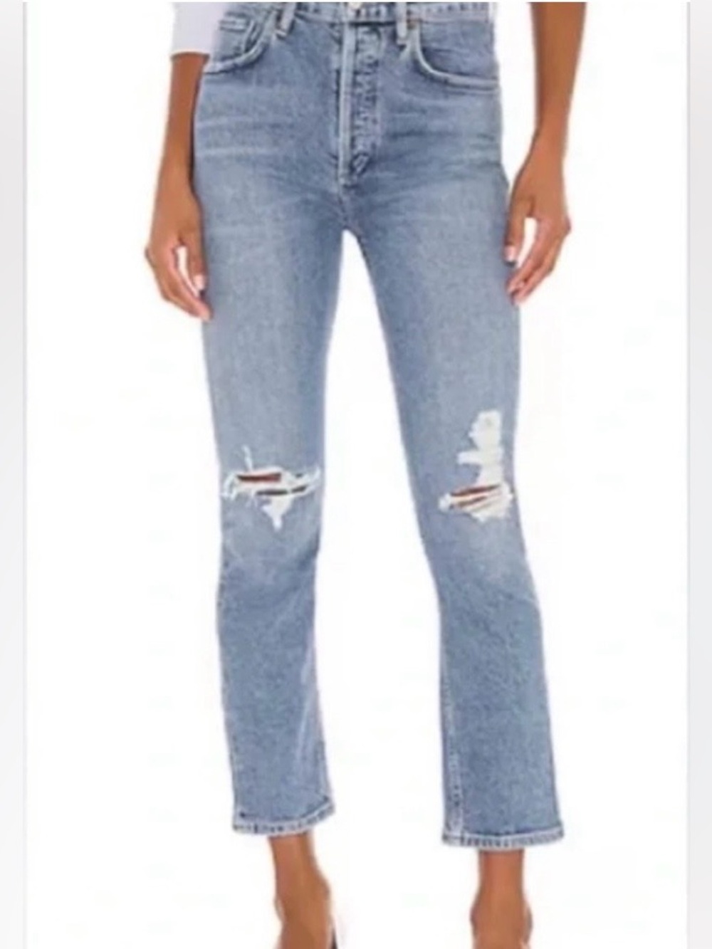 AGOLDE Riley High Rise Straight Crop Jeans Distressed Blitz 26